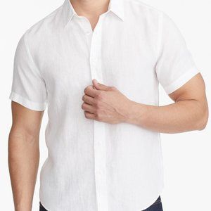 UNTUCKit | White 100% Linen Short Sleeve Calvano Shirt